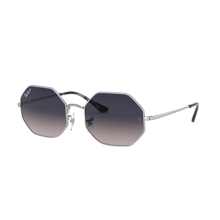 Ray-Ban 1972 Octagon 91493F occhiali da sole argento con lenti blu sfumate