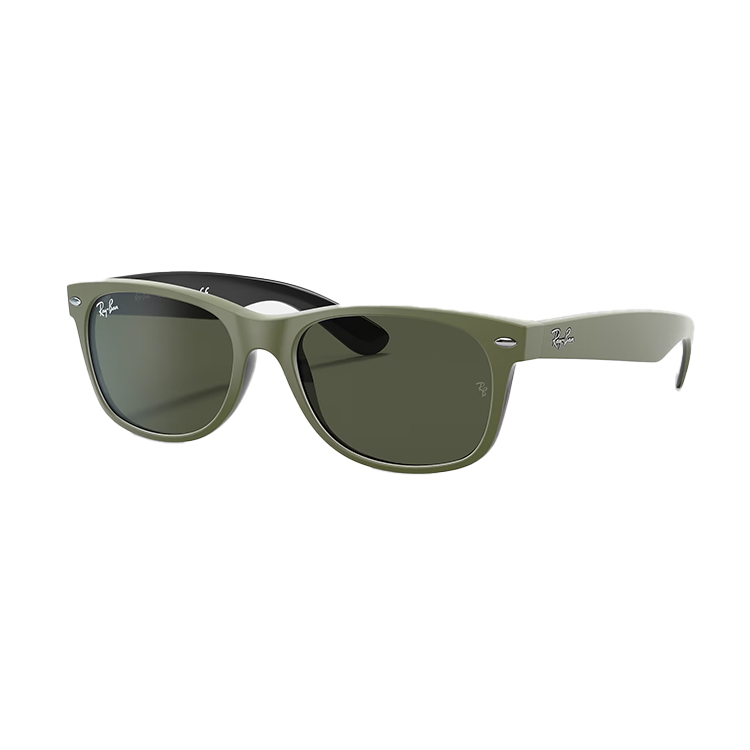 Occhiali da sole Ray-Ban 2132 New Wayfarer 646531 verde opaco con lenti G-15