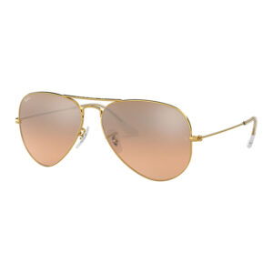 Ray-Ban Aviator Large Metal RB3025 001/3E montatura dorata con lenti specchiate argento-rosa