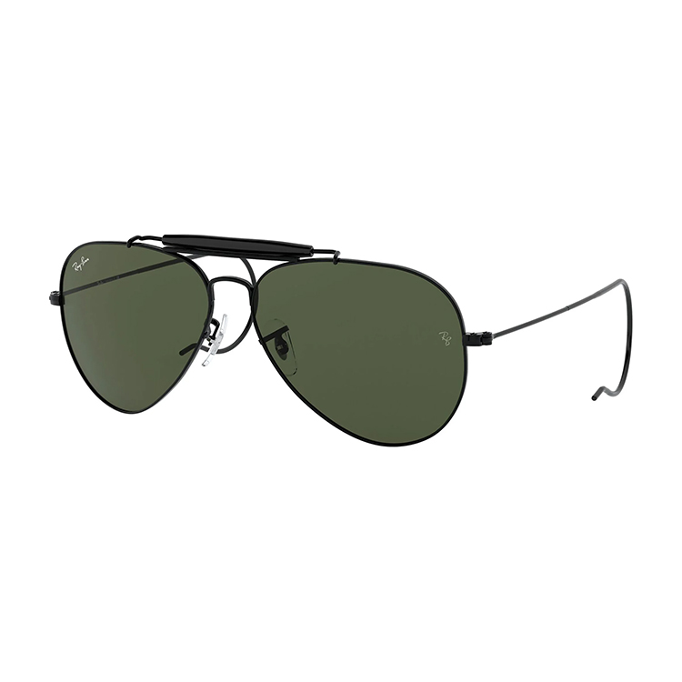 Occhiale Ray-Ban RB3030 L9500 modello Outdoorsman in metallo nero con lenti verdi