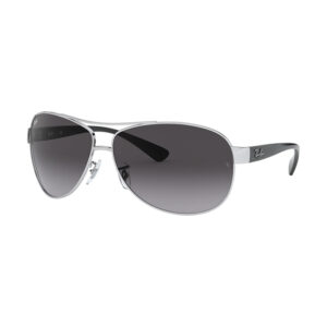 Occhiale da sole Ray-Ban RB3386 003/8G con montatura metallo argento e lenti grigio sfumato