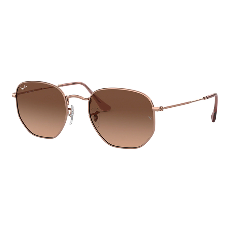 Occhiale Ray-Ban RB3548N 9069A5 Hexagonal in metallo rame con lenti pink gradient