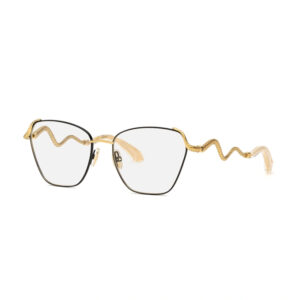 Occhiali da vista Roberto Cavalli VRC021M 0A01 oro giallo brillante con parti nero lucido
