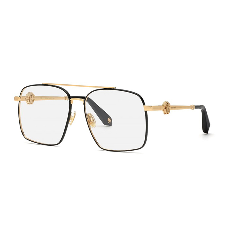 Occhiali da vista Roberto Cavalli VRC028 301 oro rosa lucido con dettagli neri e montatura metallica full‑rim