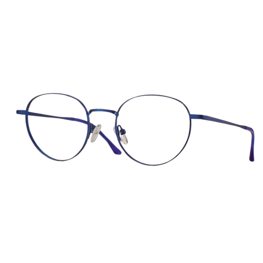 Centrostyle F055150008000 montatura metallo blu opaco leggero aste acetato forma rotonda panto geometrica ponte regolabile