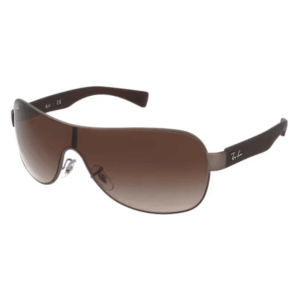 Occhiale da sole Ray-Ban RB3471 029/13 shield metallo gunmetal con lenti marroni