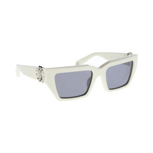 Occhiali da sole Roberto Cavalli SRC016M 847X bianco neve acetato forma squadrata geometrica lenti fumo argento specchiato montatura unisex