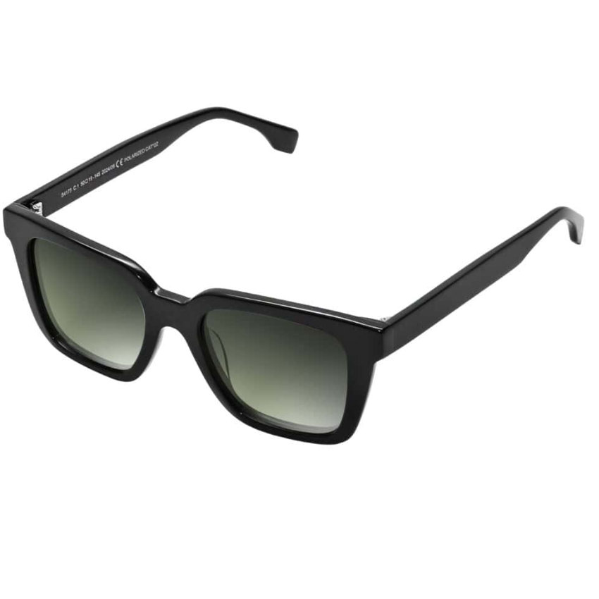 Clark K4175 C01 – occhiali da sole Clark K4175 C01 uomo neri squadrati con lenti sfumate verdi