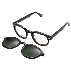 Occhiali da vista Clark 1493 C2 con montatura scura e clip‑on da sole magnetico staccabile