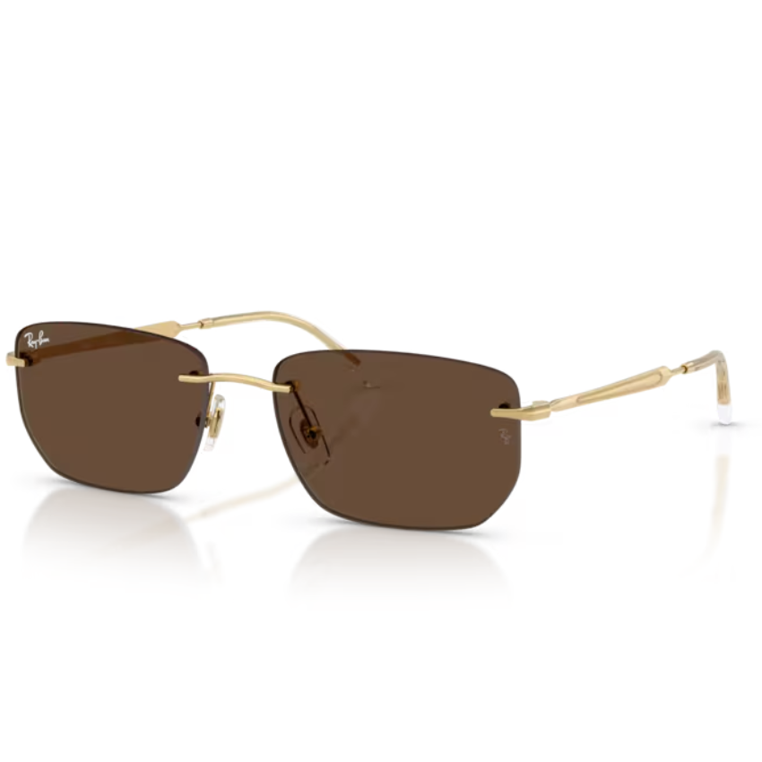 Occhiali da sole Ray‑Ban 3768 001/73 con montatura oro Arista sottile e lenti marroni