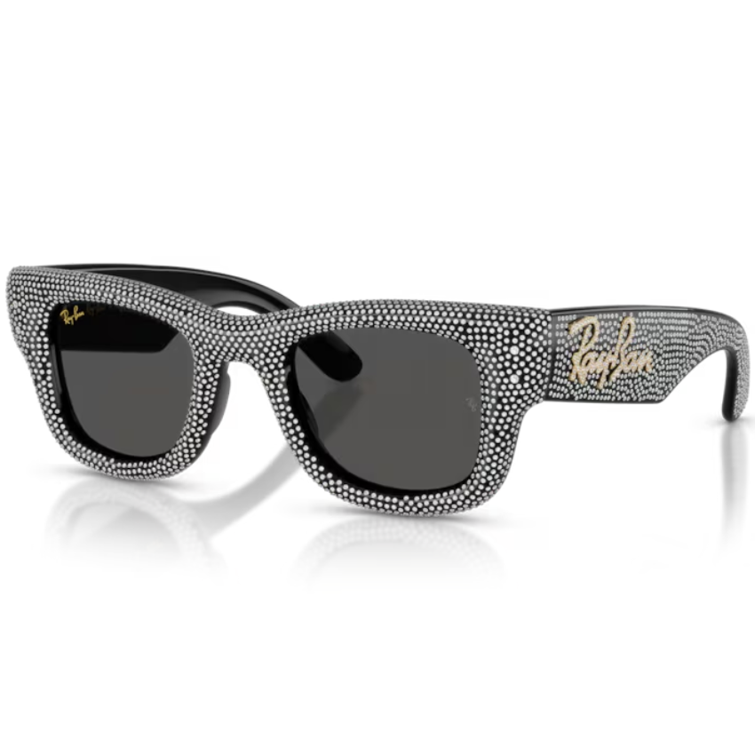 Ray-Ban 4940BP Wayfarer Puffer 686587 strass – occhiali Ray-Ban neri con strass e lenti scure