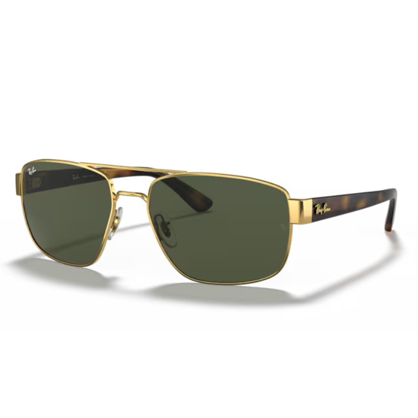 Ray-Ban RB3663 001/31 occhiali da sole oro con lenti verdi in metallo