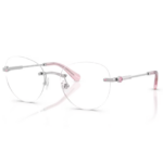 Swarovski SK1021 4001 argento occhiali da vista donna rimless metallo cristalli ottagonali transparent aste acetato havana science of facets