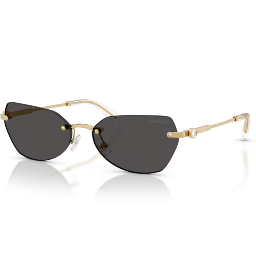 Swarovski 7038 400487 – occhiali donna oro Swarovski con lenti scure e cristalli sulle aste