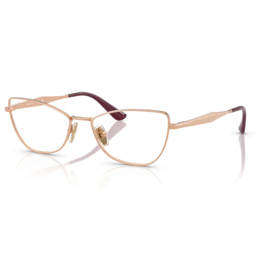 Vogue VO4333 5152 montatura metallo oro rosa finitura lucida forma farfalla geometrica naselli regolabili lenti demo occhiali vista donna