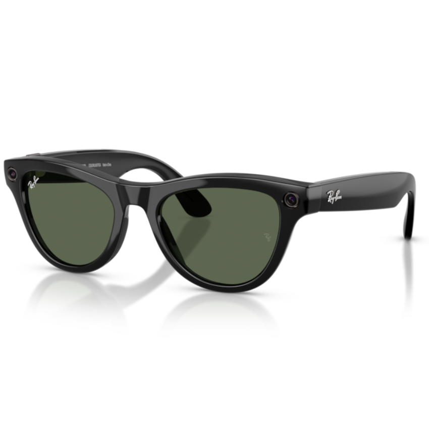 Ray-Ban 4014 Skyler 601/71 occhiali smart Meta neri con lenti verdi e videocamera integrata