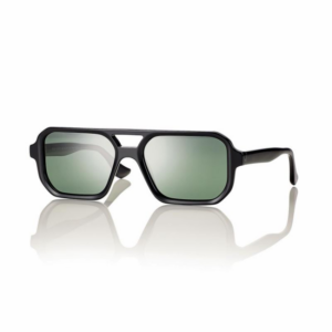 Centrostyle S067155001002 occhiali da sole acetato nero con lenti verdi