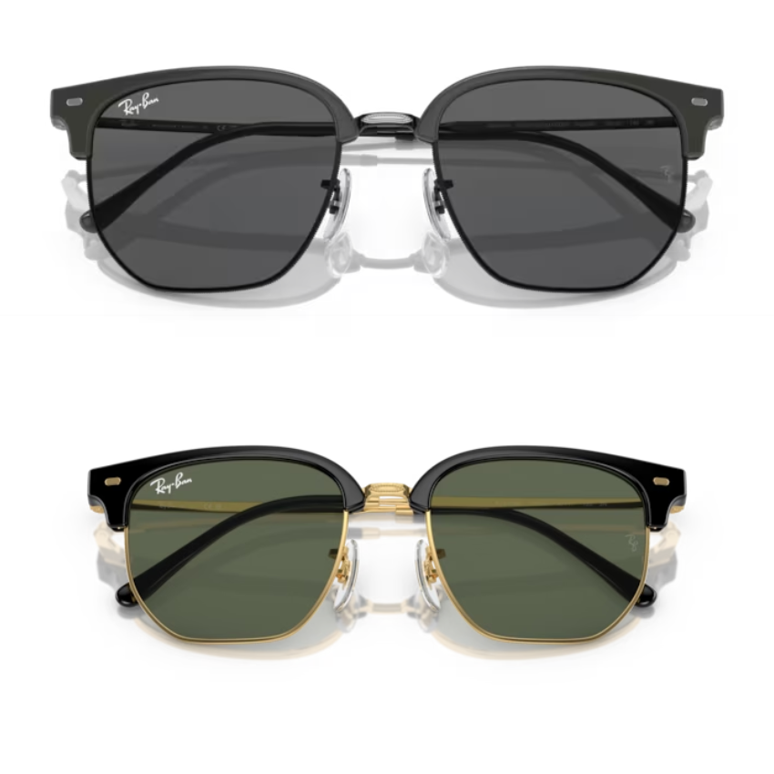 Occhiali da sole Ray‑Ban Clubmaster Classic combo padre e figlio con montature nero e nero/dorato