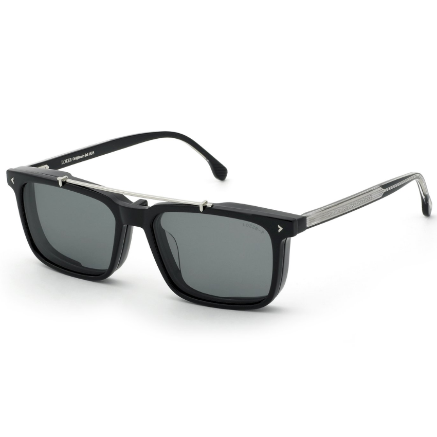 occhiali da sole Lozza 4428 700Z neri con barra metallica superiore
