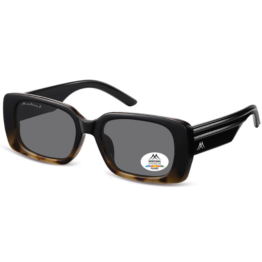 occhiali da sole Montana MP194A neri brown polarizzati unisex con montatura rettangolare oversize