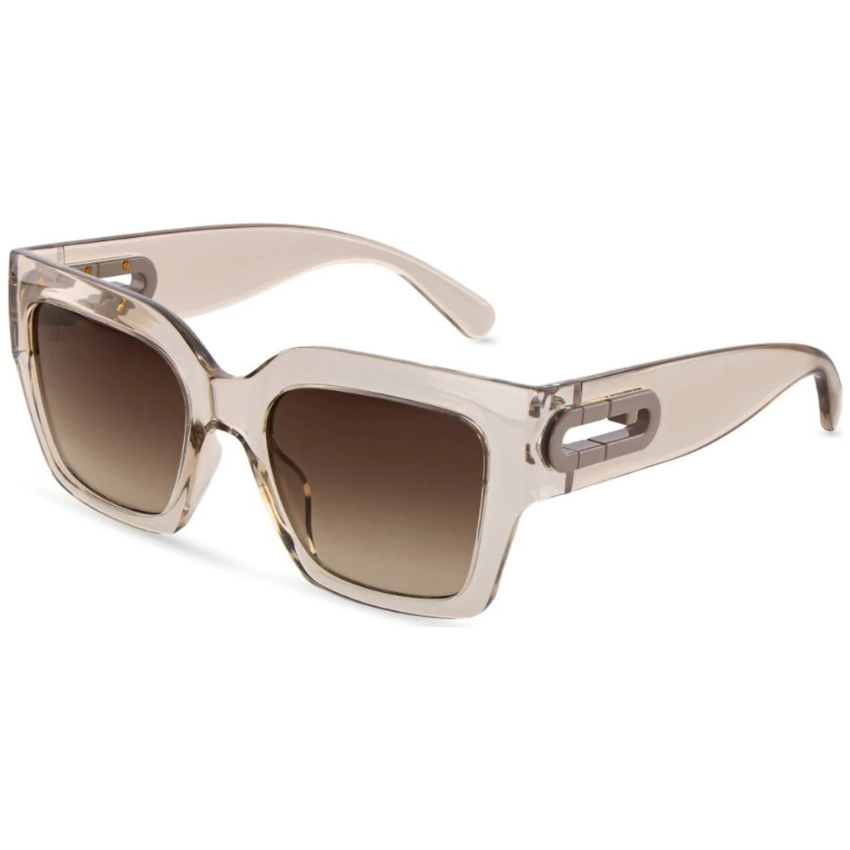 Occhiali da sole Furla SFUB08 07T1 acetato beige trasparente forma oversize con lenti sfumate