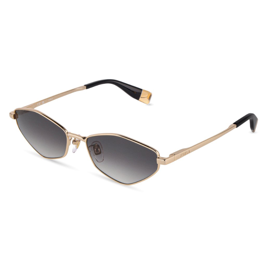 Occhiali da sole Furla SFUB17 0300 metallo oro forma rettangolare con lenti sfumate