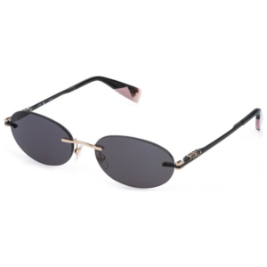 Occhiali da sole Furla SFUB29 0300 rimless ovali con ponte dorato e aste nere