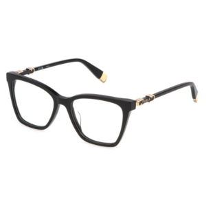 Occhiali da vista Furla VFU833 0700 donna neri eleganti squadrati con dettagli oro sulle aste