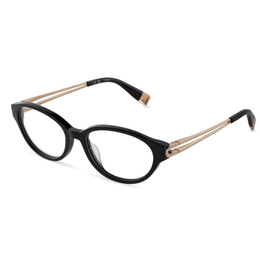 Occhiali Furla VFUB31 700Y donna cat eye neri eleganti con aste dorate doppie