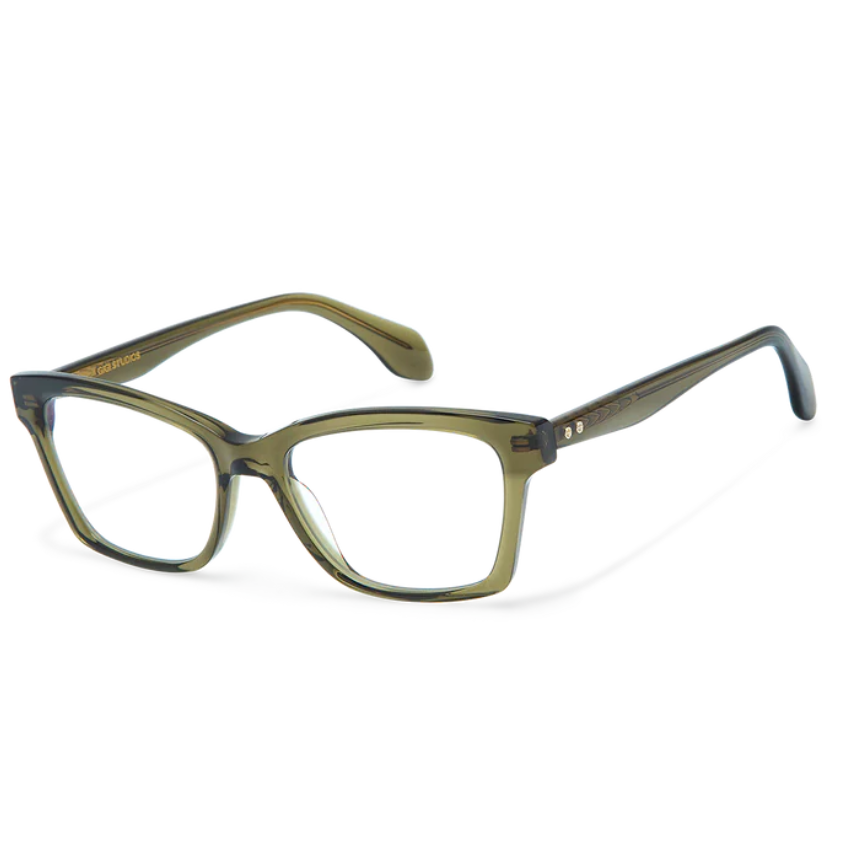 Occhiali da vista Gigi Studios GS1076 ADELYN colore 33 acetato verde oliva traslucido montatura rettangolare
