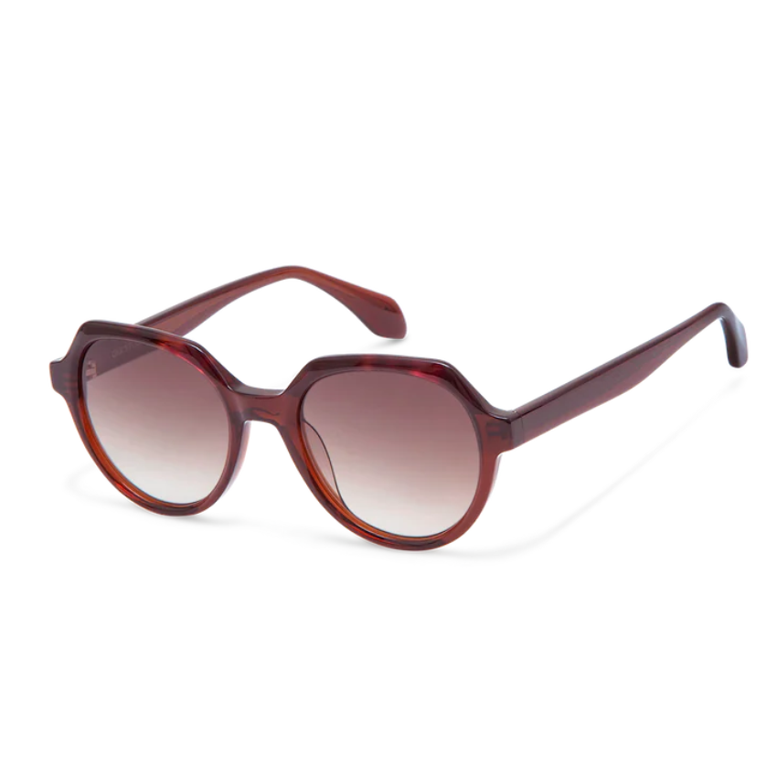 Occhiali da sole Gigi Studios GS9038 INE 23 acetato rosso traslucido rotondi con lenti sfumate