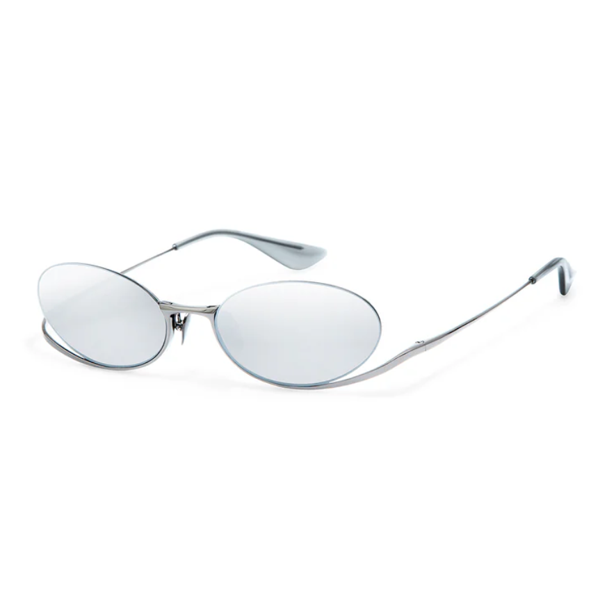 Gigi Studios GS3003 60 occhiali da sole ovali argento unisex con lenti azzurro specchiate