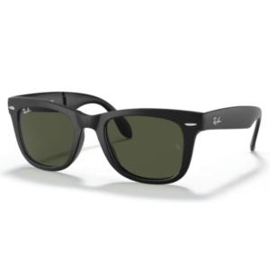 Ray-Ban RB4105 Wayfarer Folding nero opaco 601S lenti G-15 verde pieghevole unisex