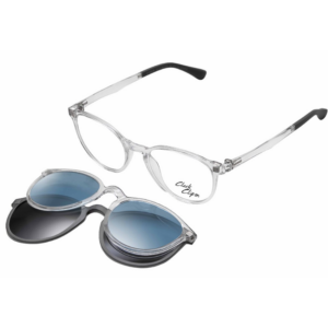 Occhiali Clark K1009 trasparenti con doppio clip solare blu e grigio fumé