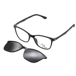 Clark K1474 C1 clip on nero con montatura da vista e clip magnetica con lente grigio fumé
