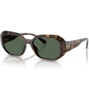 Occhiali Michael Kors Siesta Key tartarugati con lenti verdi e logo dorato laterale