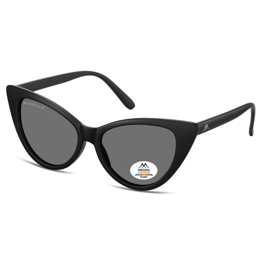 Montana Eyewear MP71 nero con montatura cat-eye opaca e lenti grigio fumé