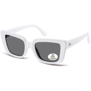 Montana MP193E bianco polarizzato con montatura cat-eye lucida e lenti grigio fumé