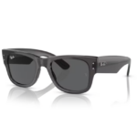 Ray-Ban Mega Wayfarer RB0840S 1406B1 con montatura nero trasparente e lenti grigio scuro
