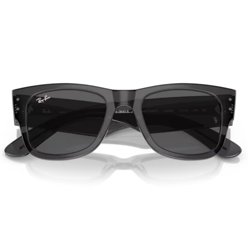 Ray-Ban Mega Wayfarer RB0840S 1406B1 con montatura nero trasparente e lenti grigio scuro
