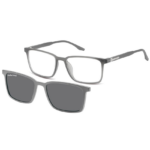 Sunoptic TRC-185C grigio con montatura rettangolare in TR90 e clip-on magnetico coordinato
