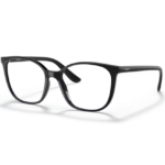 Occhiali da vista Vogue VO5356 W44 Nero con montatura squadrata lucida, angoli arrotondati e aste nere con logo Vogue