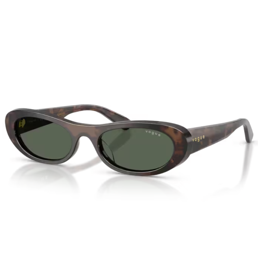Vogue VO5695SU 327971 marrone con montatura ovale Milky Brown Havana e lenti verde scuro