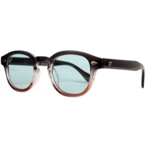 Occhiali da sole OS Sunglasses Berlino OS107-C16 con montatura sfumata marrone e rosa traslucido, lenti azzurro chiaro e logo dorato