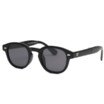Occhiali da sole OS Sunglasses Berlino OS107-C12 neri con lenti grigio scuro, frontale arrotondato e logo dorato sull'asta